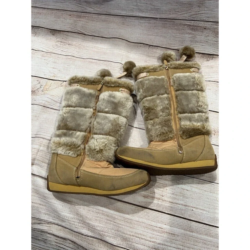 Timberland Junior Big Kid Winterberry Tall Fur Medium Boot Wheat Size 2